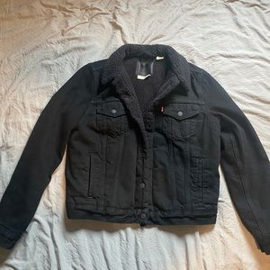 Levis Black Sherpa Jean Jacket